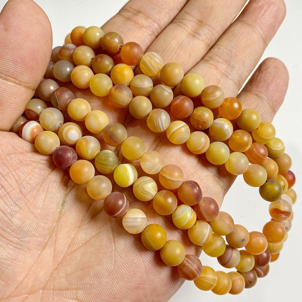 6 8 10 MM  Matte Natural Stone Beads Polished Blue Stripes Agates Stone Beads Diy Spacer Loose Beads for Jewelry Making Bracelet