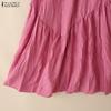 ZANZEA Women Casual Elastic Waist Loose Long Skirts