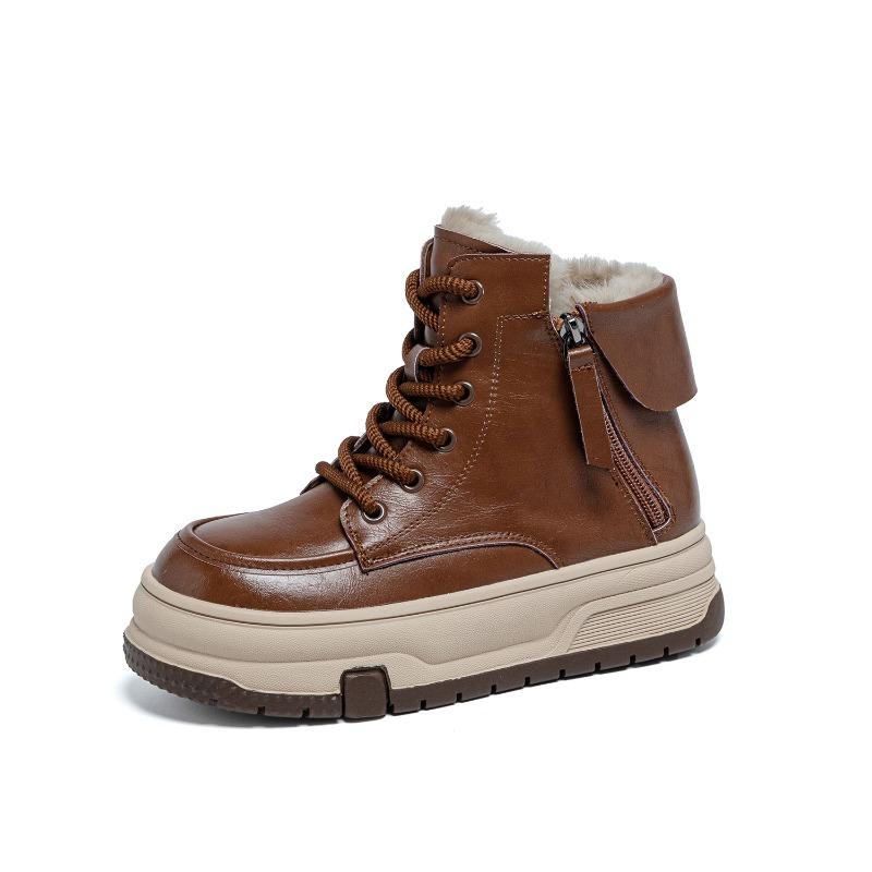 

Super good-looking thick-soled snow boots women s winter velvet warm new non-slip waterproof leather short boots 40
