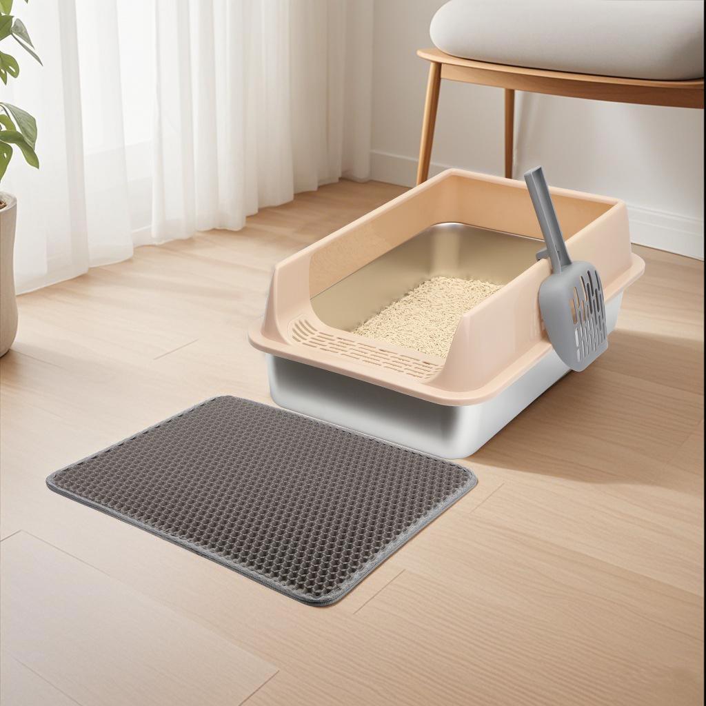 Extra Large Stainless Steel Anti-Splash Cat Litter Box: Easy-Clean, Semi-Enclosed, Deep Design