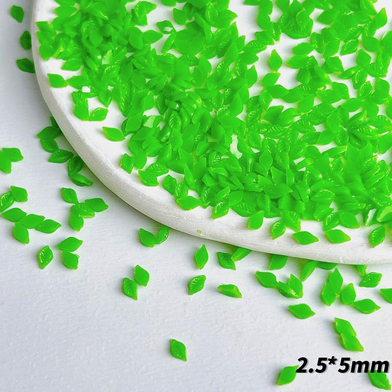 Mini Small Leaf Nail Art Resin Imitation Luminous Green and White Tree Leaf Accessories