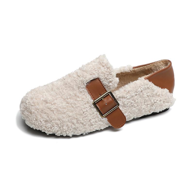 Mao Mao shoes women wear autumn and winter shoes lamb wool plush flat shoes