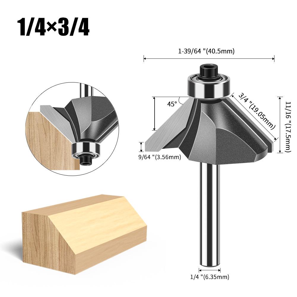 45 Degree Bevel Cutter Woodworking Milling Cutter Trimming Machine Engraving Cutter Head 45 Degree Chamfer Cutter 45 ° Bevel Cutter