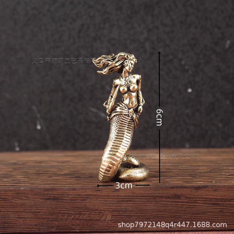 Game Model Brass Medusa Ornament Ancient Greek Snake Girl Crafts Home Office Tabletop Ornament