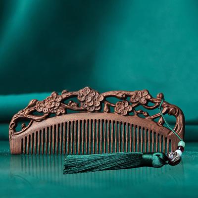 Natural Sandalwood Combs Solid Wood Exquisite Carving Lotus Comb Anti-Static Beard Comb Handicraft Hair Styling Gift'S Gift