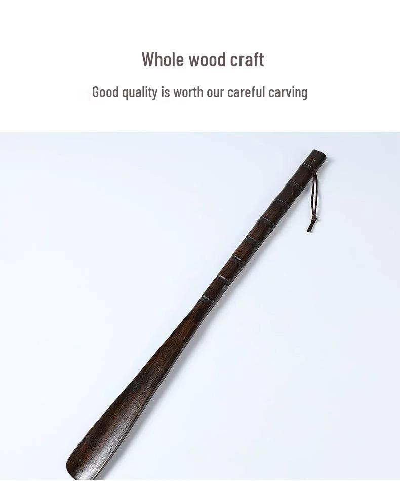 Solid Wood Extended Handle Shoehorn for Pregnant Women & Elderly – Easy Shoe Access