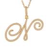 A-Z Cursive Initial Letter Pendant Necklace For Women Simple Rope Chain Pendant Necklace Jewelry Gift