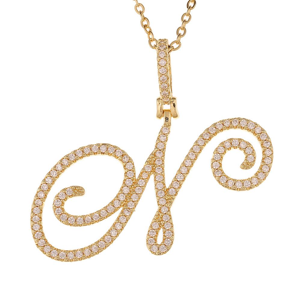 A-Z Cursive Initial Letter Pendant Necklace For Women Simple Rope Chain Pendant Necklace Jewelry Gift