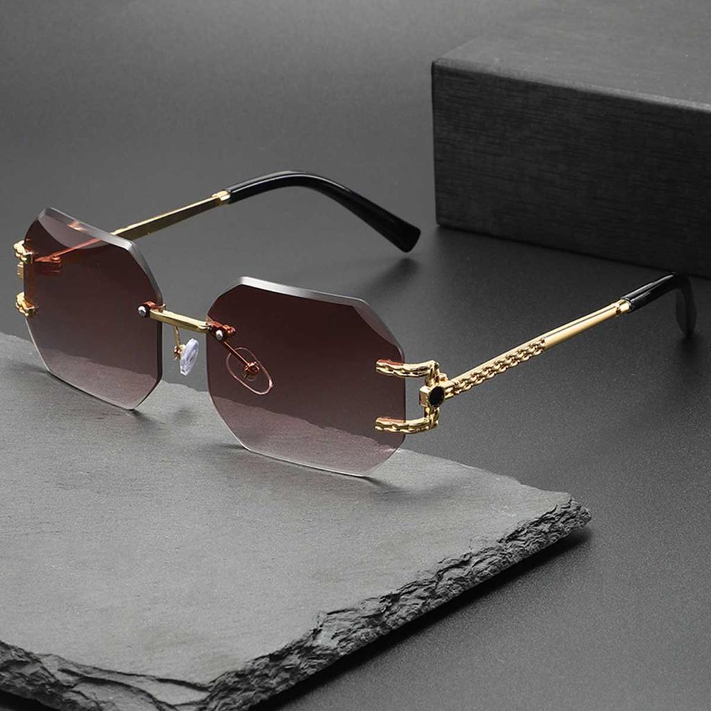 Nowe Zaawansowane Okulary Bezramkowe z Przyciętymi Krawędziami Męskie Modne Okulary z Zausznikami Okulary Damskie