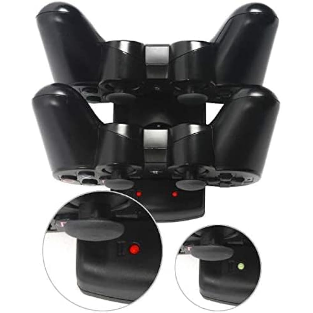 Compatible with charging 2 PS3 wireless controller chargers at the same time