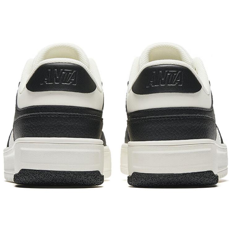 Anta Breaking Bamboo Slip Resistant Abrasion Resistant Low Top Skateboard Shoes Women's White Black Sneakers 122518012-2