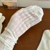 1 Pair White Color Simplicity Calf Sock for Girls Summer Thin Hollow Korean Fashion Pile Loose Sock Soft Cotton Fashion Sock