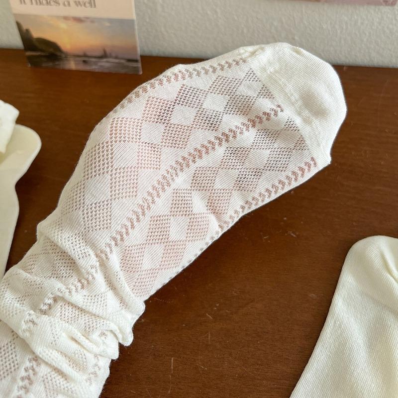 1 Pair White Color Simplicity Calf Sock for Girls Summer Thin Hollow Korean Fashion Pile Loose Sock Soft Cotton Fashion Sock