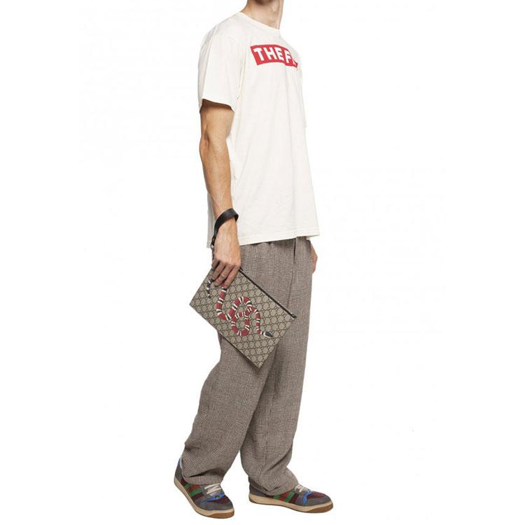 Gucci Coral Snake Print Vintage Logo Detachable Wrist Strap Canvas And Leather Clutch Men Clutch Ebony Black 473904-GZN1N-8666