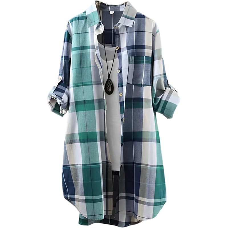 

[J.STORE] check shirt long length casual spring summer private clothes Adult cute Relaxing Thin mori girl for summer long sleeve ladies green