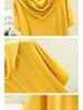 T-shirt à capuche manches courtes en modal pour femme Printemps/Été - Haut de base léger coupe ample
