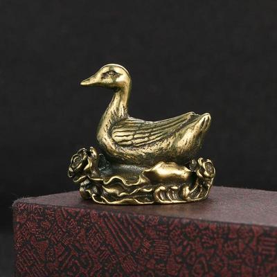 Vintage Brass Duck Ornament Office Desk Decoration Tea Pet Ornament Home Decoration Animal Crafts Miniature Duck Model Gift LS