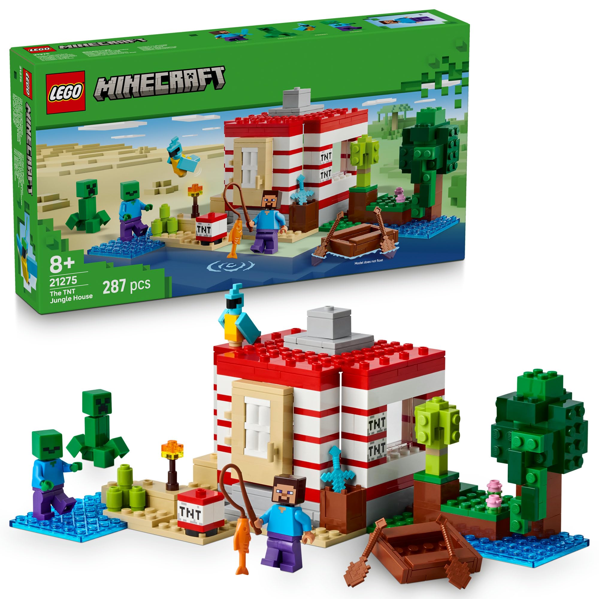 

LEGO Minecraft TNT Jungle House Playset 21275 Building Blocks Kids 8-10 Girls Boys Game Battle Robot