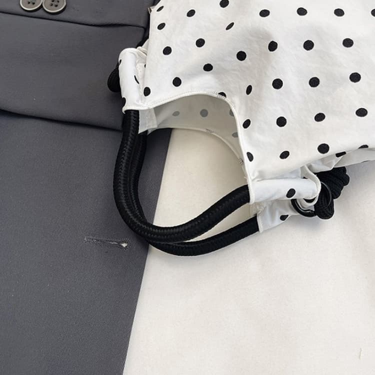 Vintage Polka Dot Drawstring Mini Bucket Bag
