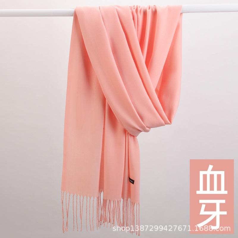 Solid color cashmere bristle scarf women's autumn and winter warm versatile gift shawl factory
