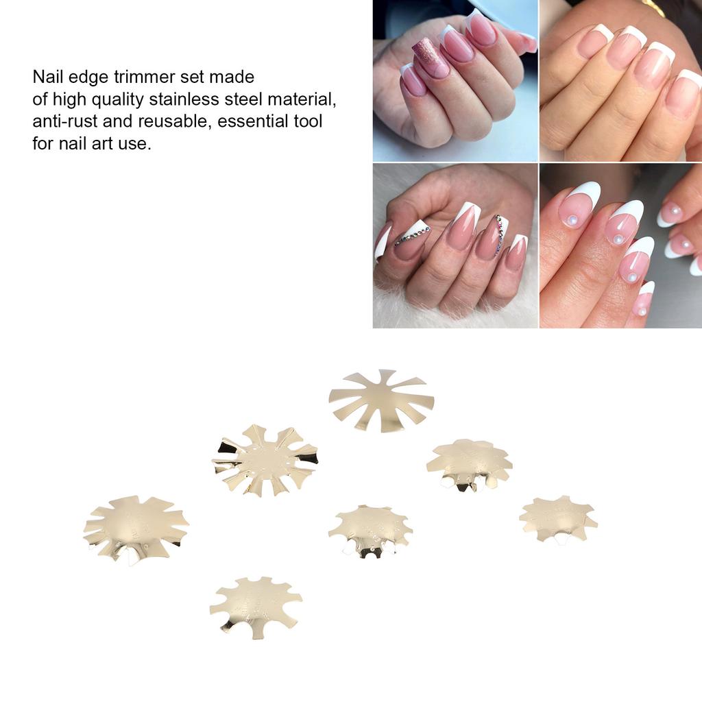 7pcs Nail Manicure Trimmer Stainless Steel Nail Smile Line Cutter Template Tool