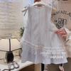 Girls Summer Striped Vest Dress With Hollow Out Tassel Cover Up Stylish Vacation Two Piece Set