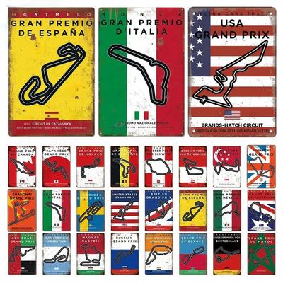 Vintage Racing Track Metal Poster F1 Competition Aluminiu Semn Placă Placă de metal pentru Omul Peștera Bar Garage Club Home Decor de perete