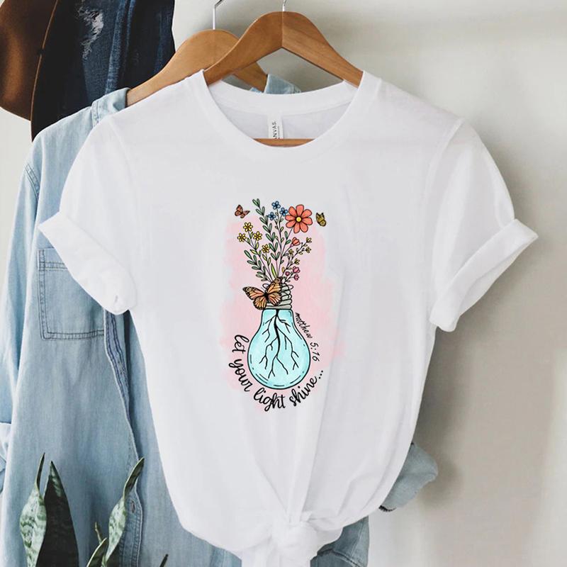 Matthew 516 Let Your Light Shine TShirt Women Christian Bible Verse Tshirt Religious Faith Tees Vintage Boho Christian T Shirt S