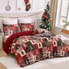 Christmas Duvet Cover Set Patchwork Plaid Bedding Set Red And Green Christmas Tree Printed Duvet Soft Duvet Comforter Covers