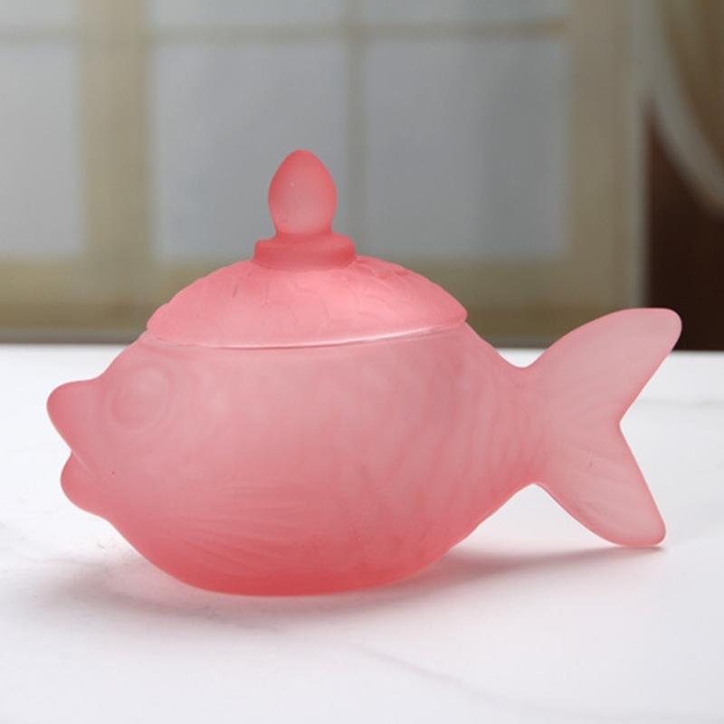 Delicate Fish Themed Glass Jar With Tight Seal Suitable For Storing Sweets Spices Or Office Supplies 16cm Size