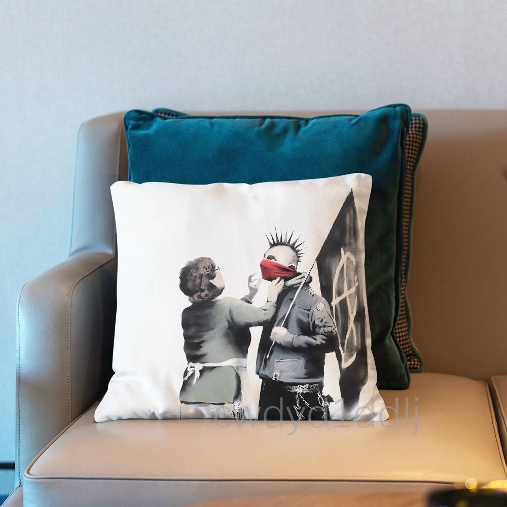 Street Art BBanksy Graffiti Cushion Cover Pillow Cover Decor Pillowcase Printed Cushion Case For Couch