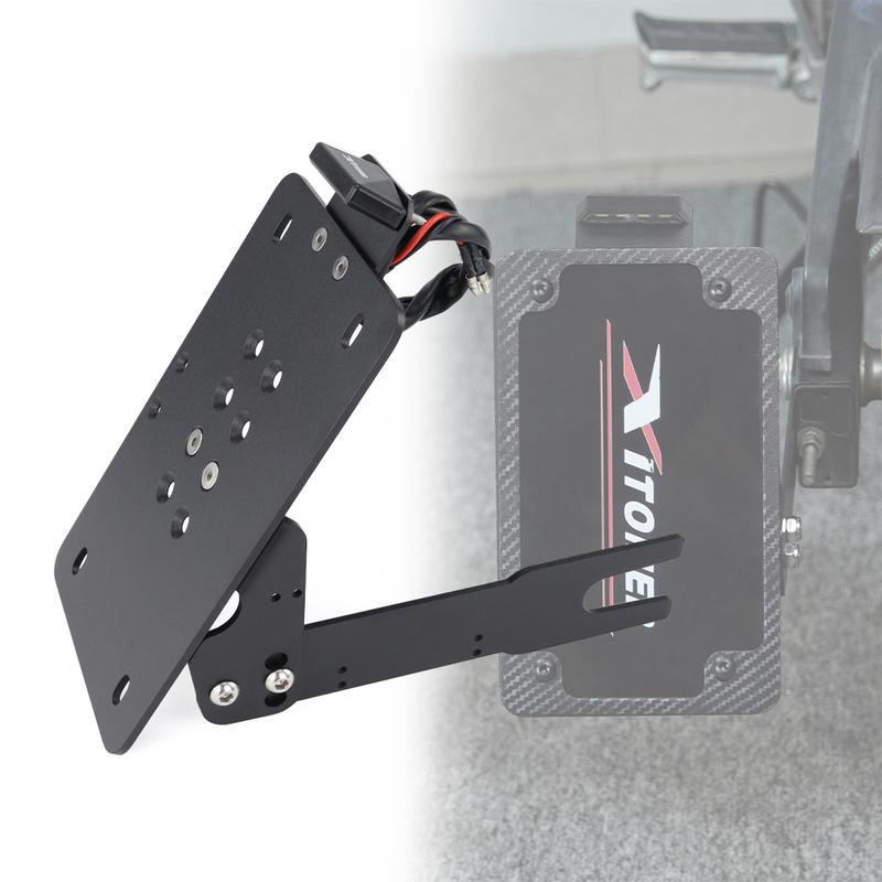 1 Set Universal Side Mount Motorcycle Registration Number License Plate Holder Bracket With LED Light Fender Eliminator