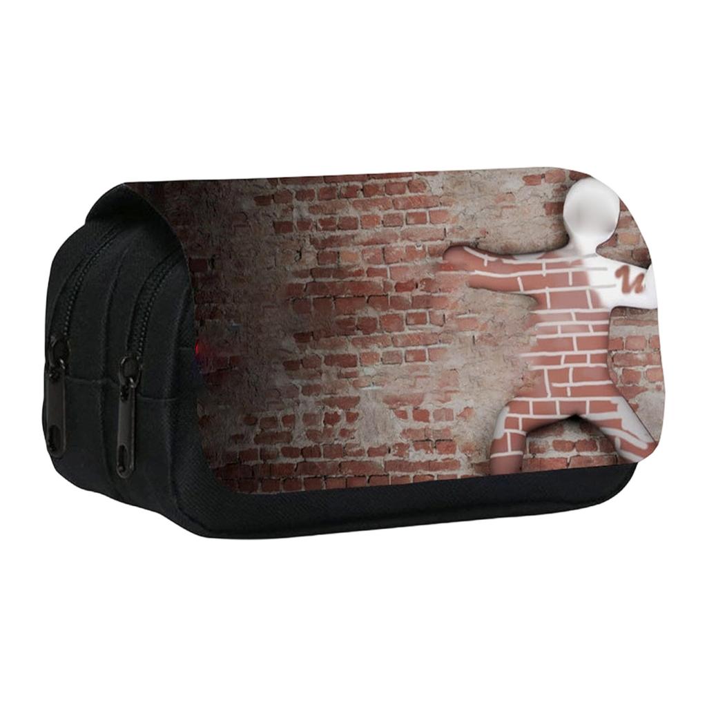 Printed Double-Layer Pencil Case for Students, Large Capacity Stationery for Pens and Pencils