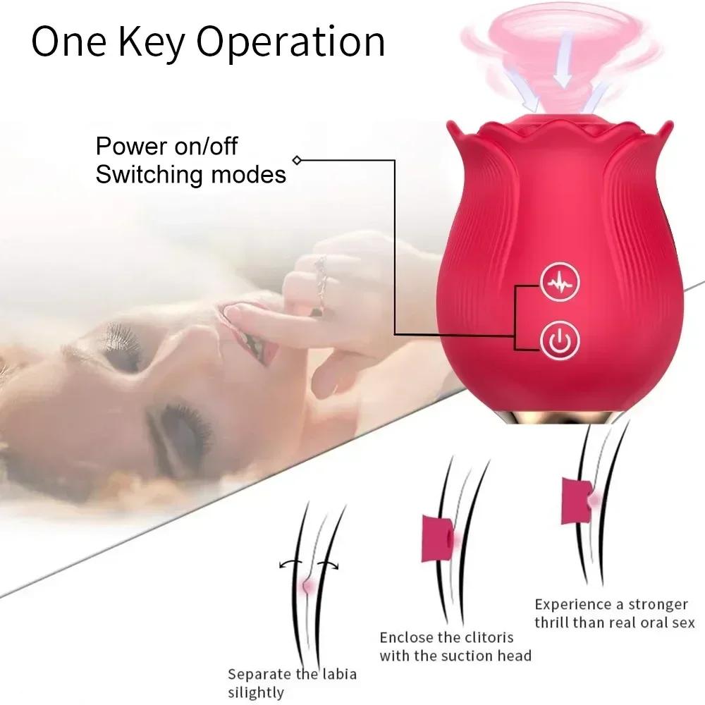 Sex Rose Shape Vagina Sucking Vibrator Intimate Good Nipple Sucker Oral Licking Clitoris Stimulation Powerful Sex Toys for Women
