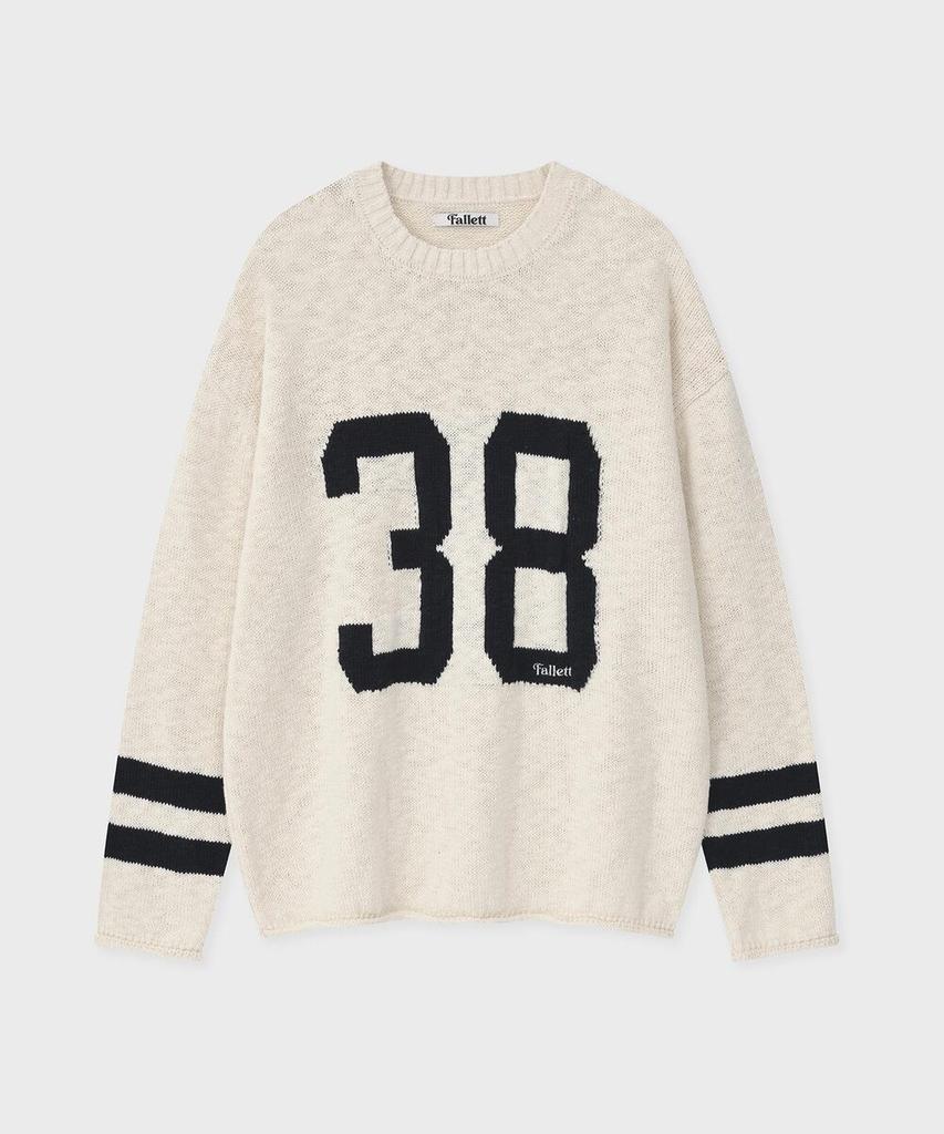 FALLETT Jacquard Numbering Sweater Ivory