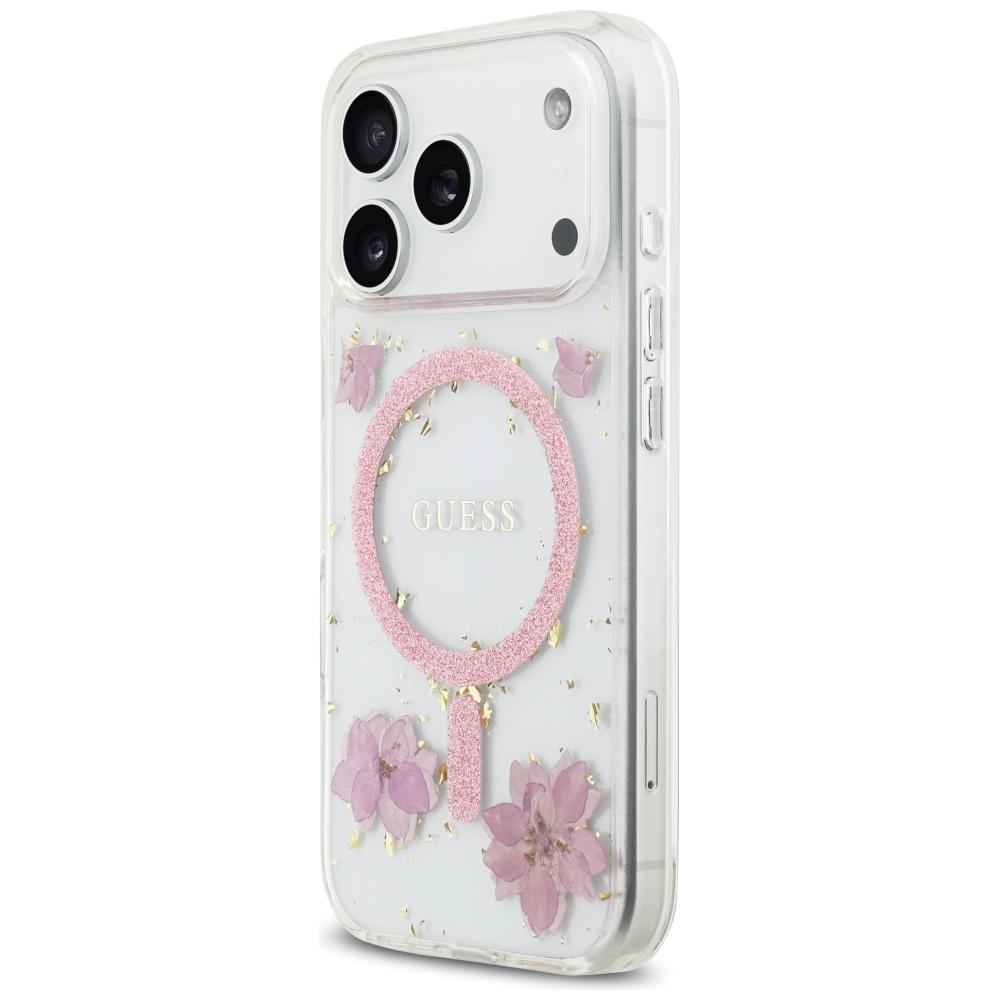 Etui Guess Resin Flowers Glitter Magsafe Do Iphone 17 Pro Różowy
