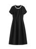 Elegant Checkered Beaded Waist-Hugging Women's Dress