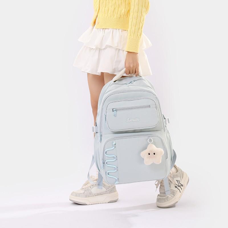 Schoolbag new student burden reduction lightweight backpack large capacity multi-compartment backpack daily photo clock in high value bag