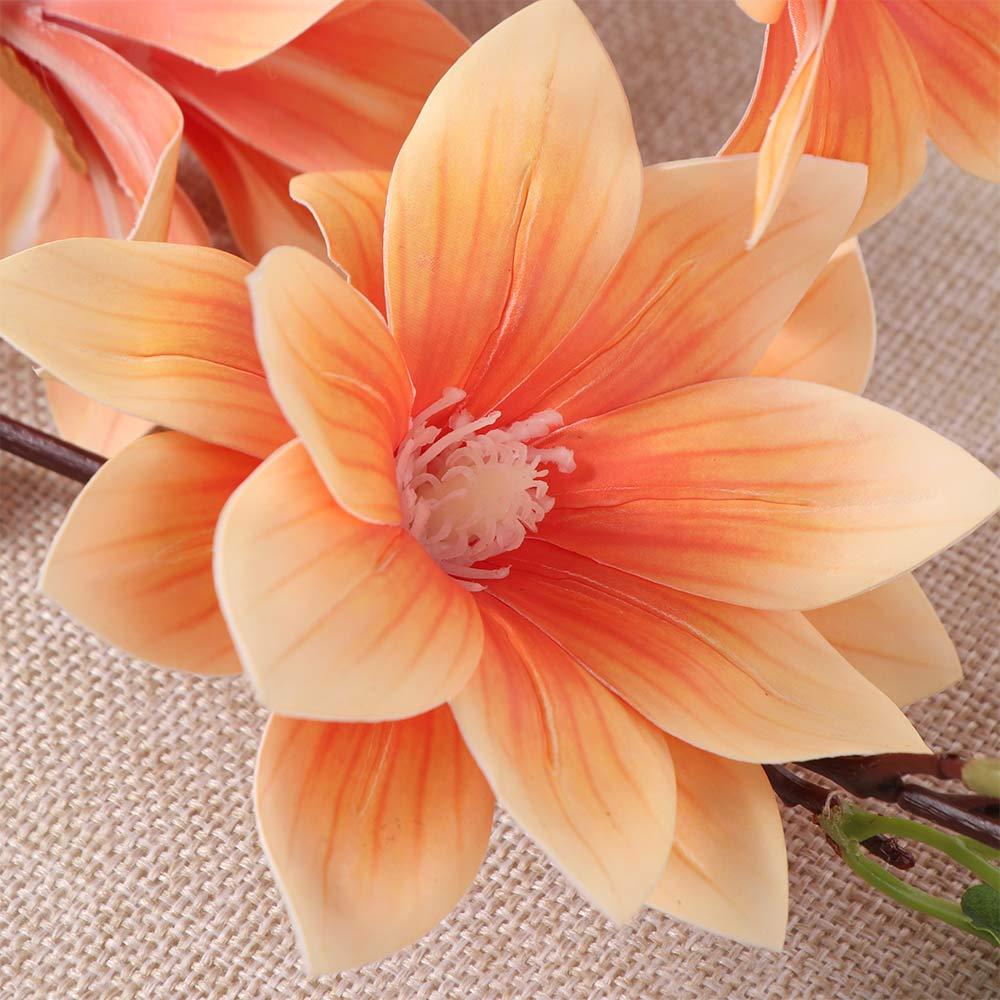 6-Fork Artificial Magnolia Branches Real Touch Handmade Artificial Orchid Flowers Floral Art Fake Flower Outdoor Garden Decor