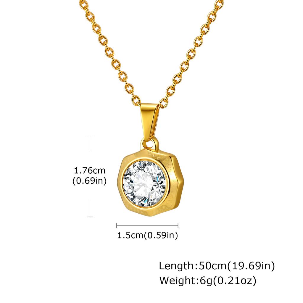 Ladies Temperament Wind Clavicle Chain 18K Gold Stainless Steel Shiny Zircon Geometric Pendant Necklace Pn-2187