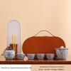 Scrolling Lotus Ceramic Travel Tea Set