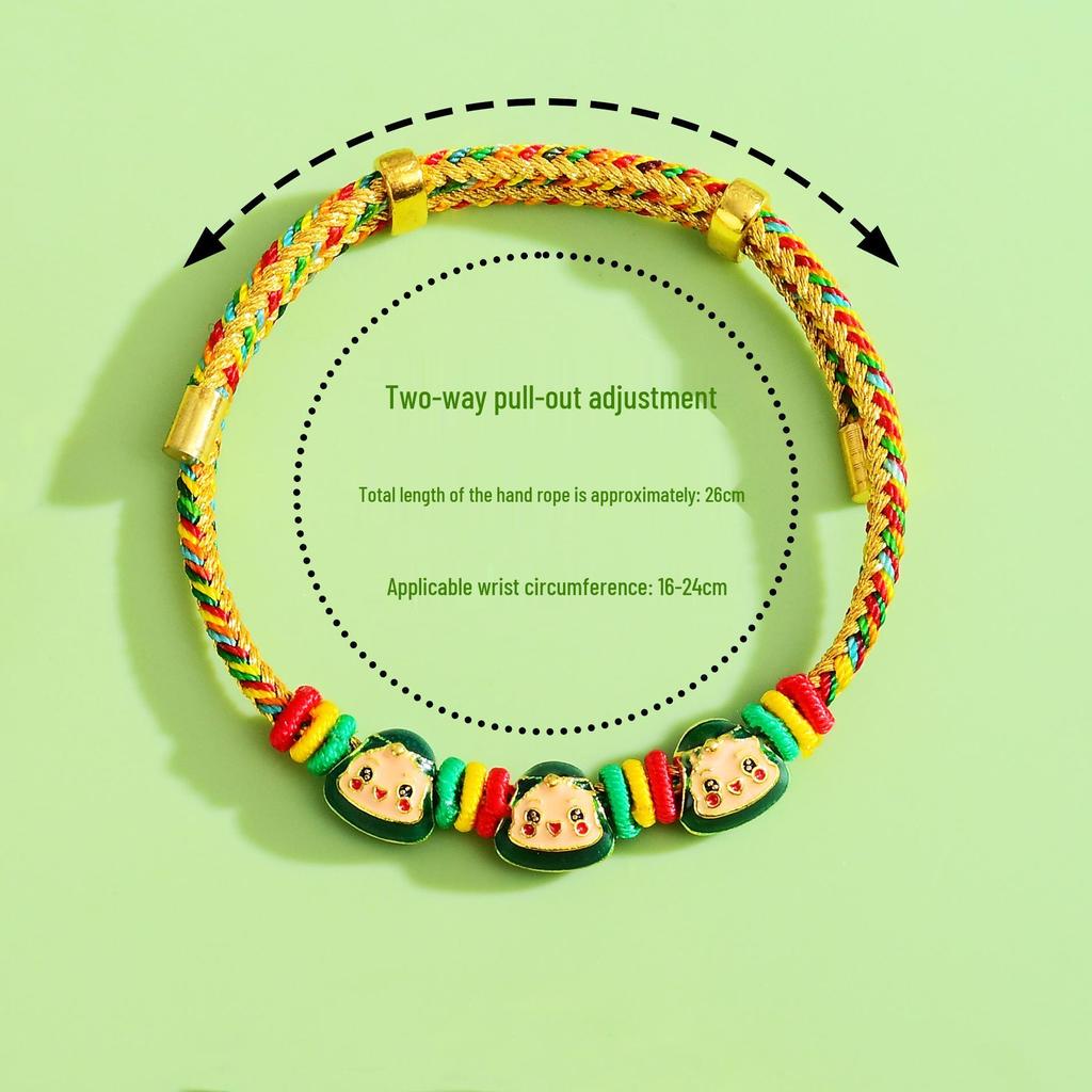 Five-Color Dragon Boat Festival Zongzi Bracelet: Handmade Ethnic Children's & Couple's Ornament