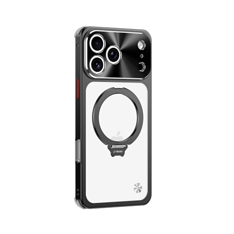 Aluminum Magnetic Phone Case With Built-in Kickstand IPhone 17 Pro Max 16 Shockproof Lens Protection Cover