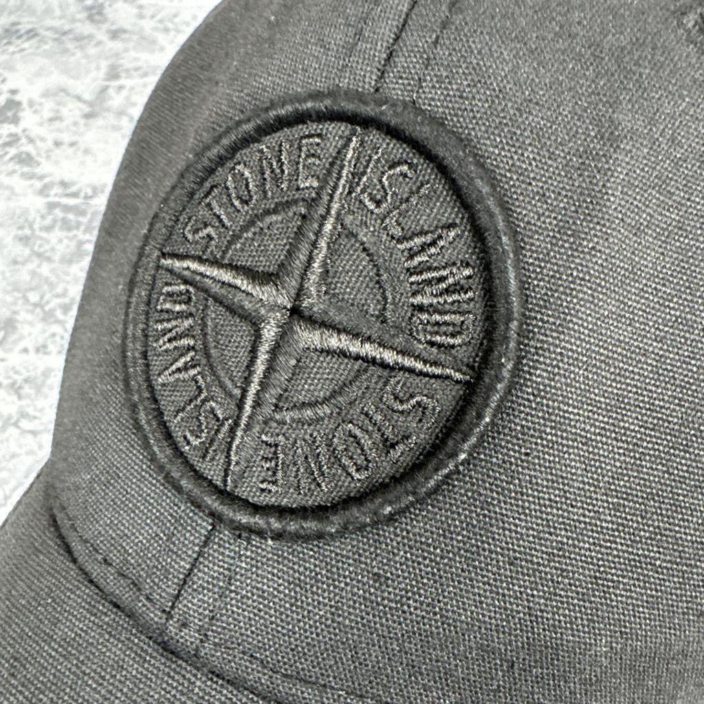 [USED] Stone Island Black Baseball Cap with Embroidered Logo