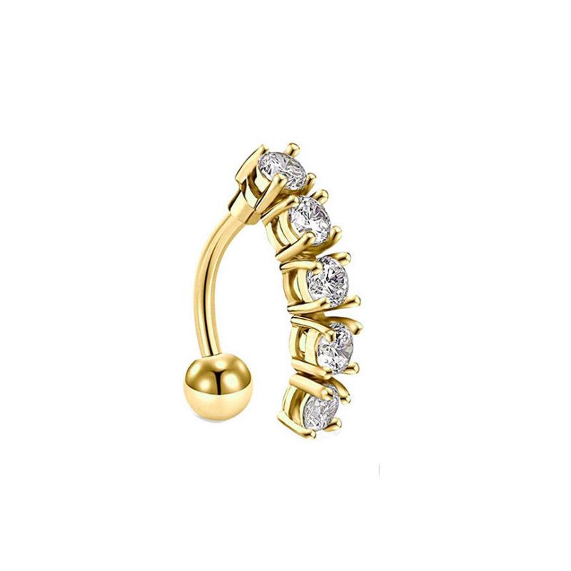 Upside Down Peach Heart Teardrop Zircon Belly Button Ring, 316 Stainless Steel Navel Jewelry