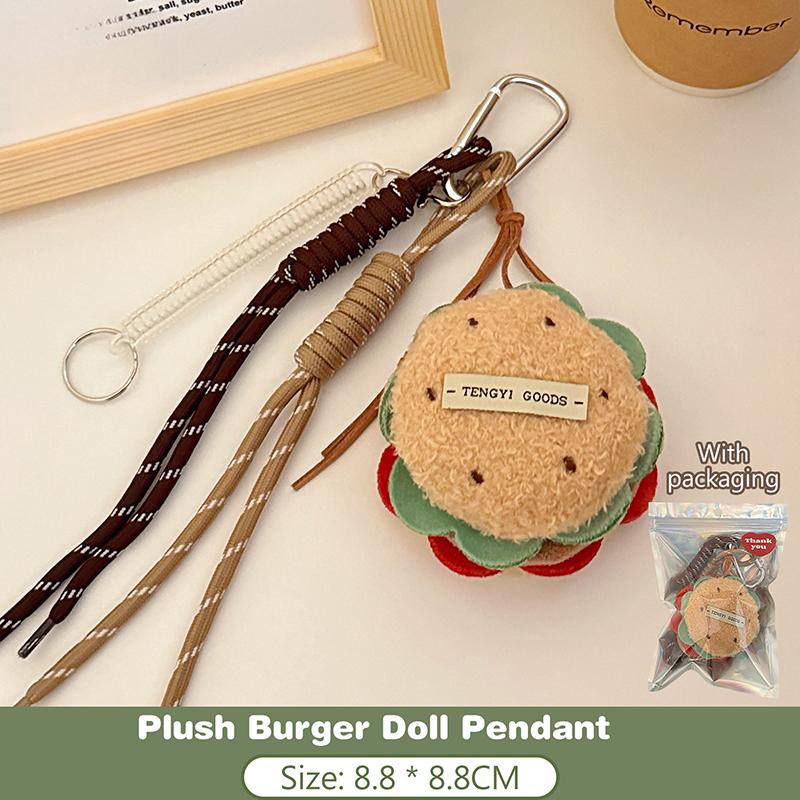 

Dessert Plush Toy Keychain Cartoon Hamburger Soft Stuffed Doll Pendant Car Key Ring Backpack Bag Decor Kid Gift