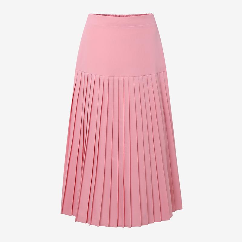 ZANZEA Women Casual Elastic Waist Solid Color Pleated Midi Skirts