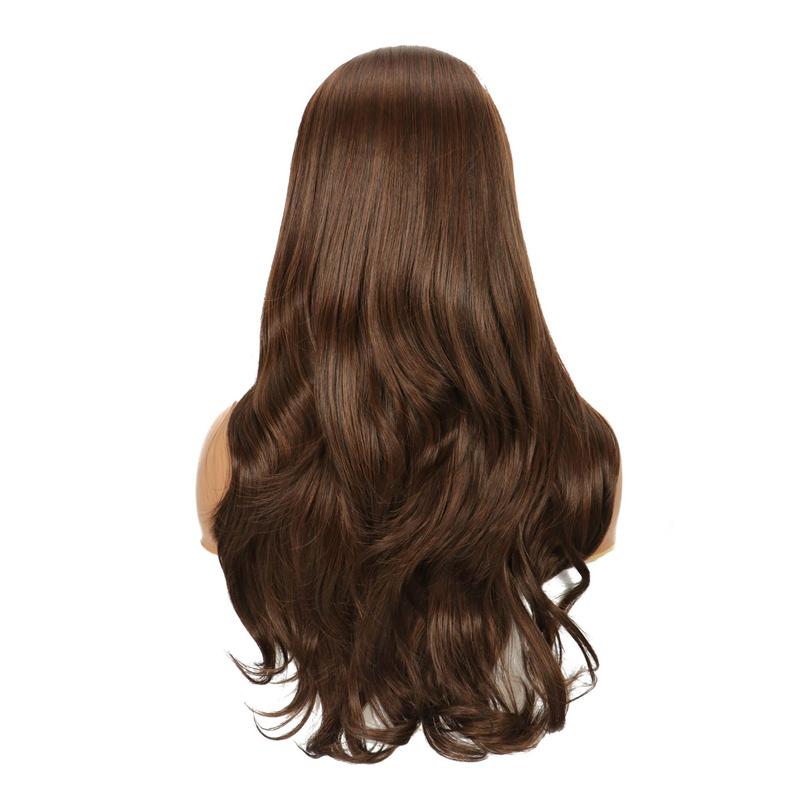 Charming Women's Long Curly Full Hair Wig for Daily Party Costume Middle Part Brown Wigs Heat Resistant Looking Natural