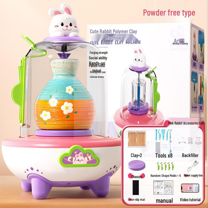 Children's Electric Pottery Wheel Set: Clay Tools & DIY Craft Toy for Primary School Students