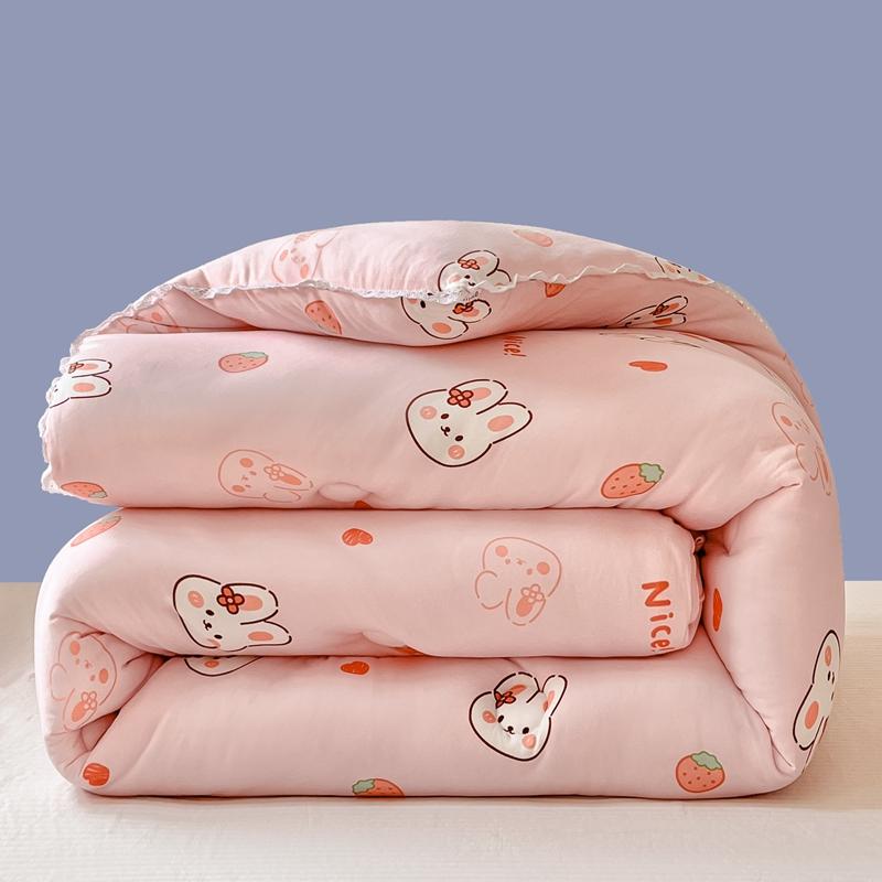 All-Season Cute Cartoon Print Comforter Adults Children Thick Warm Winter Quilts Single Double Size Soy Fiber Soft Quilt for Bed
